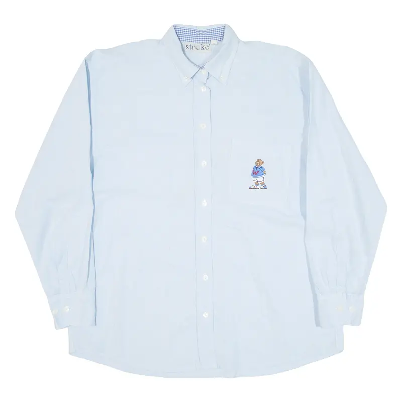 Stroke Mens Plain Shirt Blue Long Sleeve L 1