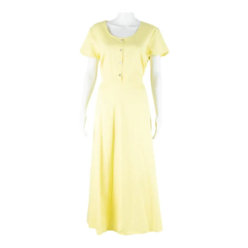 Studio Ease Womens Day Dress Yellow Floral Short Sleeve Midi L 1
