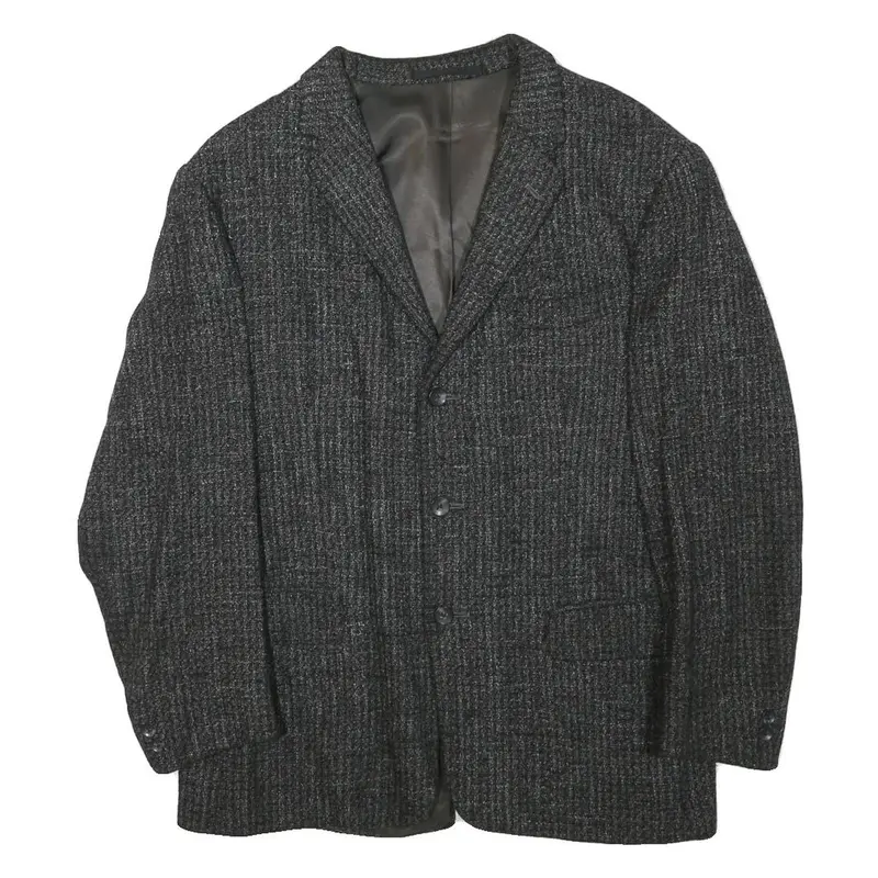 Stutz Mens Grey Wool Blend Jacket S Woven Classic Button Closure Smart 1