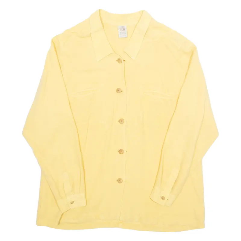 Sugar Products Womens Shirt Yellow Collared Long Sleeve Linen Xl 1
