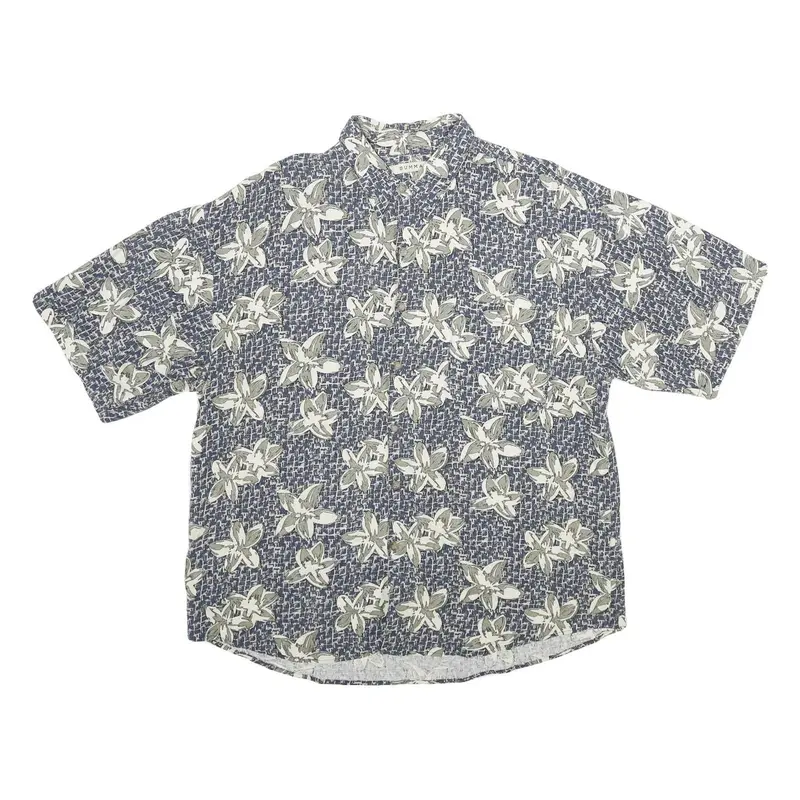 Summa Mens Blue Floral Print Silk Shirt Xl Casual Summer Relaxed Fit 1