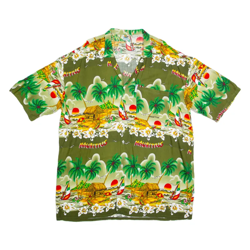 Sun Shine Collection Mens Hawaiian Shirt Green Crazy Pattern 3Xl 1