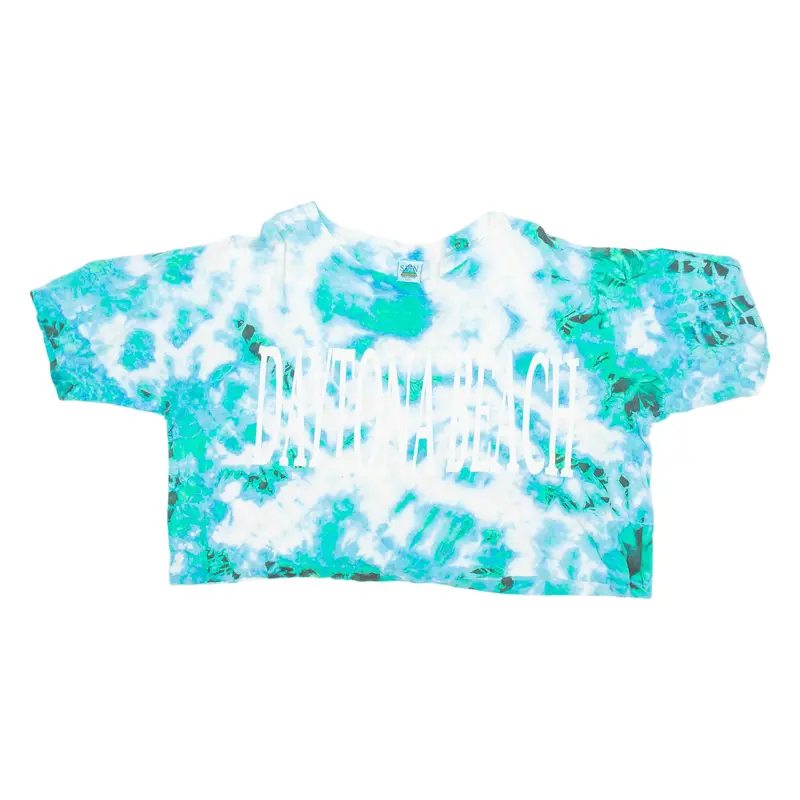 Sun Triangle Cropped Daytona Beach Womens Tie Dye T-Shirt Blue Usa M 1