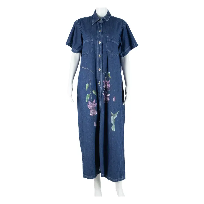 Sunbelt Denim Womens Shirt Dress Blue Denim Short Sleeve Midi L 1