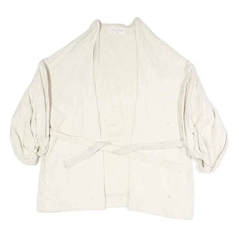 Sundress Womens Cream Jacket Xs Polyester Blend Plain Drawstring Casual 1
