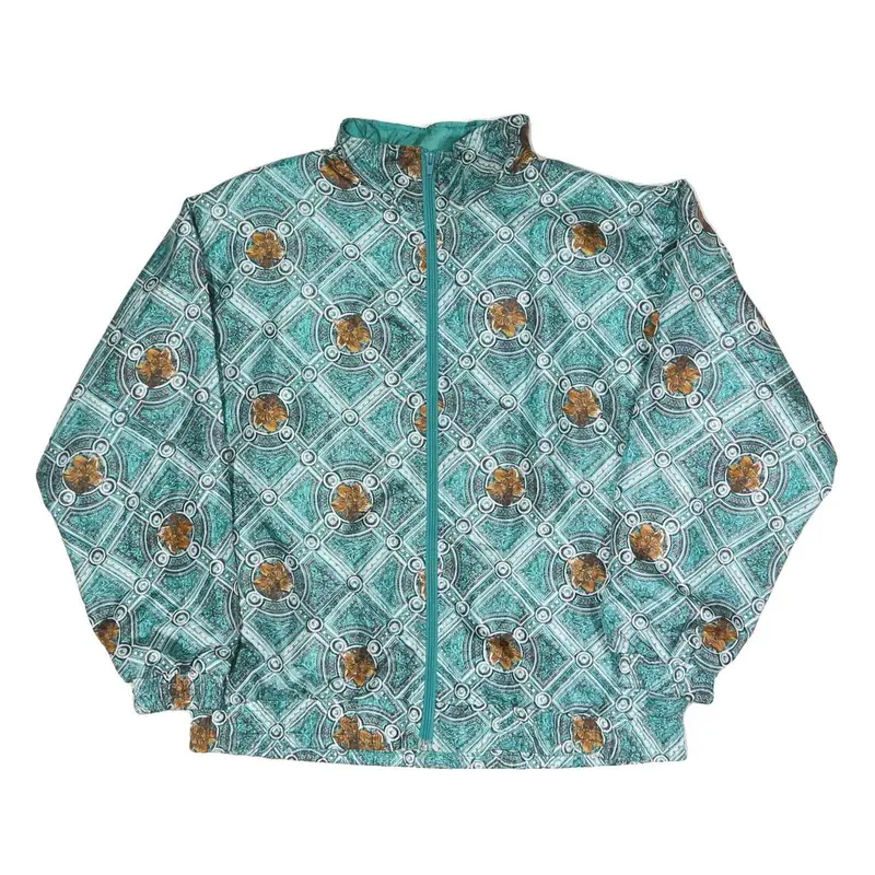 Sunterra Womens Green Polyester Blend Zip Jacket M Printed Pattern Lightweight 1