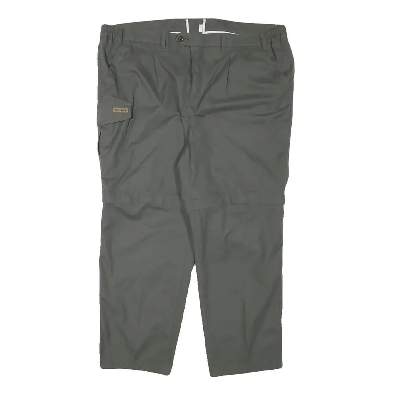 Sunway Mens Polyester Blend Grey Regular Zip Trousers W42 L26 Cargo Pocket 1