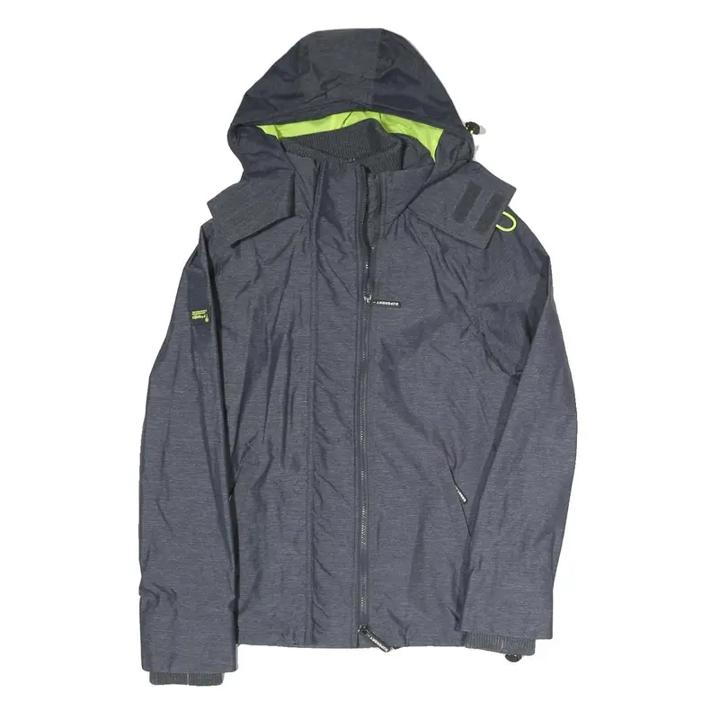 Superdry Mens Grey & Lime Hooded Zip Jacket S Polyester Blend Casual 1
