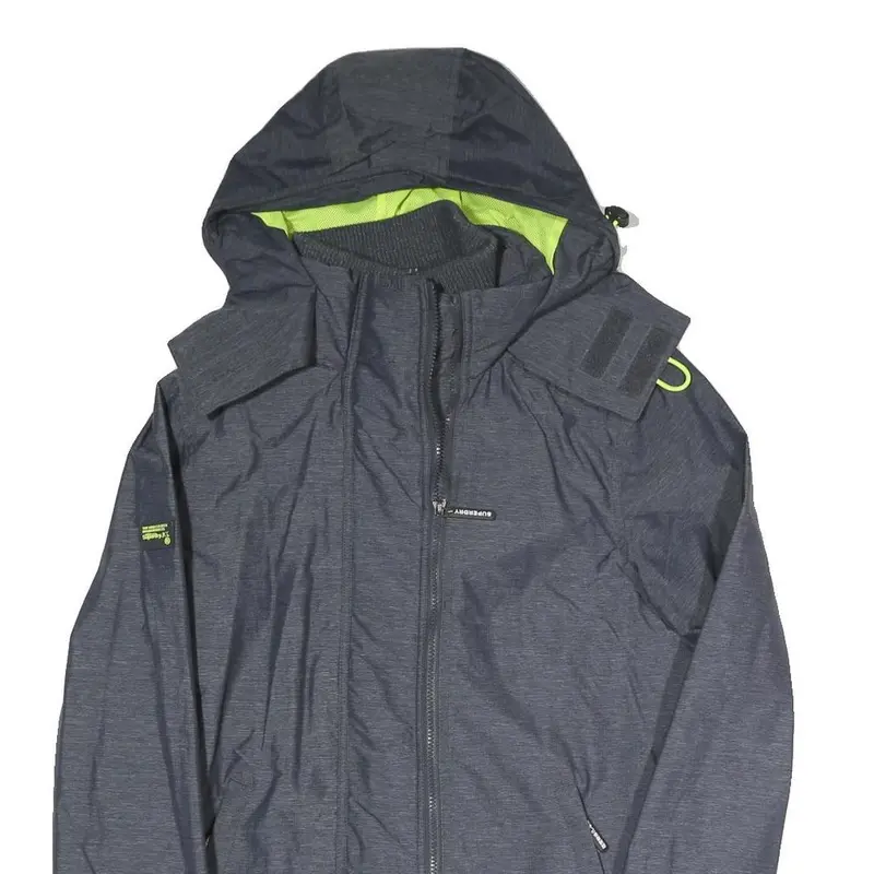 Superdry Mens Grey & Lime Hooded Zip Jacket S Polyester Blend Casual 2