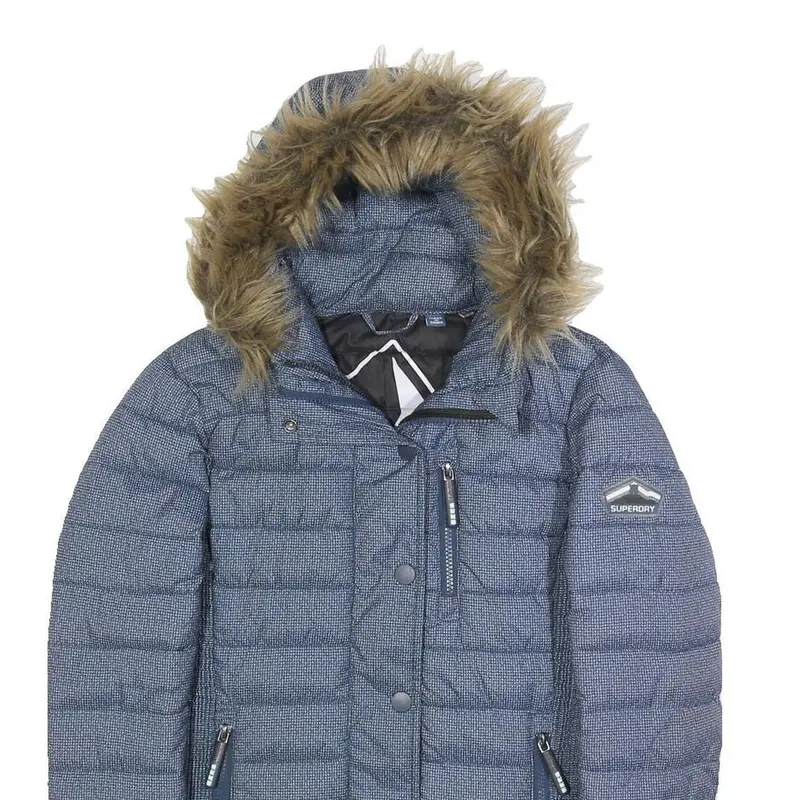 Superdry Womens Blue Polyester Puffer Jacket Uk 10 Hooded Zip Closure 2