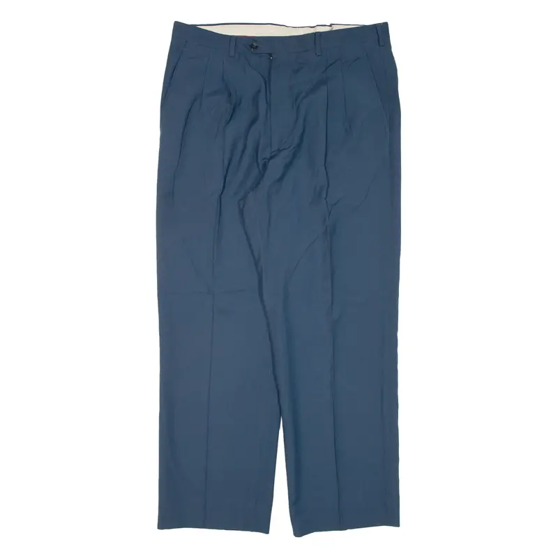 Superfresco Pleated Mens Trousers Blue Regular Straight W35 L27 1