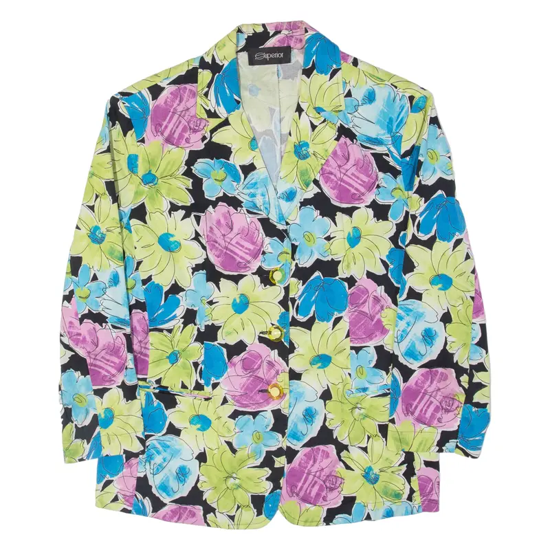 Superior Womens Blazer Jacket Green Floral M 1