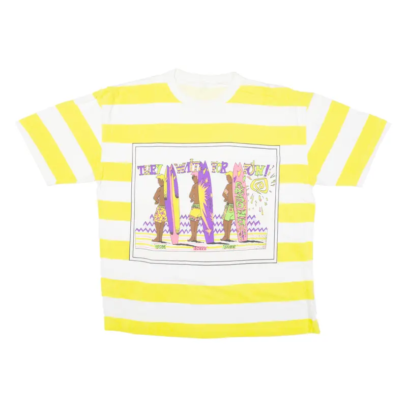Surfing Striped Mens T-Shirt Yellow L 1
