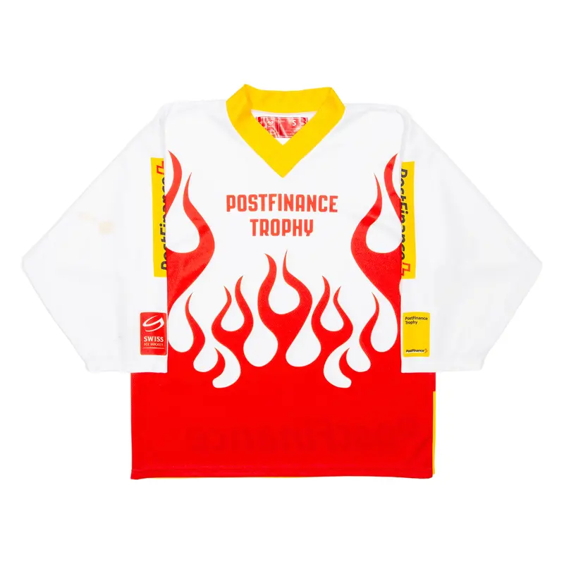 Swiss Ice Hockey Postfinance Trophy Mens Jersey Red 3/4 Sleeve V-Neck S 1