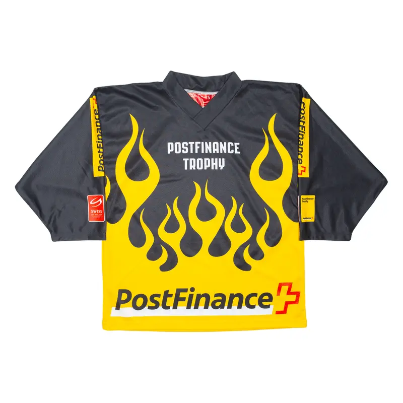 Swiss Icehockey Mens Jersey Yellow Long Sleeve Usa V-Neck S 1