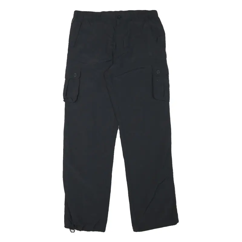 Switcher Mens Black Relaxed Cargo Trousers W31 L32 Polyester Blend Zip 1