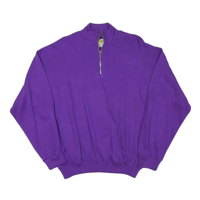 Switcher Mens Purple 1/4 Zip Sweatshirt M Cotton Blend Pullover Casual 1