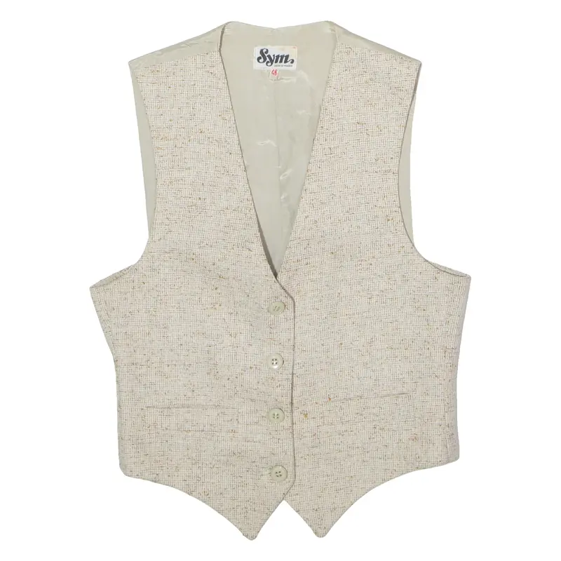 Sym Womens Blazer Waistcoat Cream Knit Wool 80S Uk 12 1