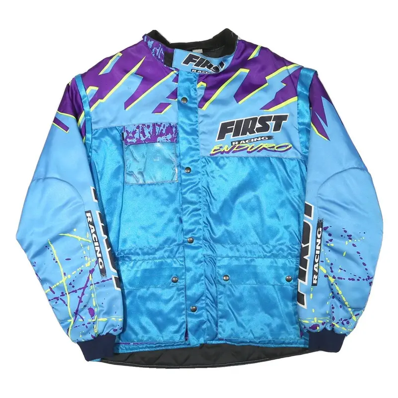 Tactel Mens Blue & Purple Racing Jacket Xl Polyester Blend Button Fastening 1
