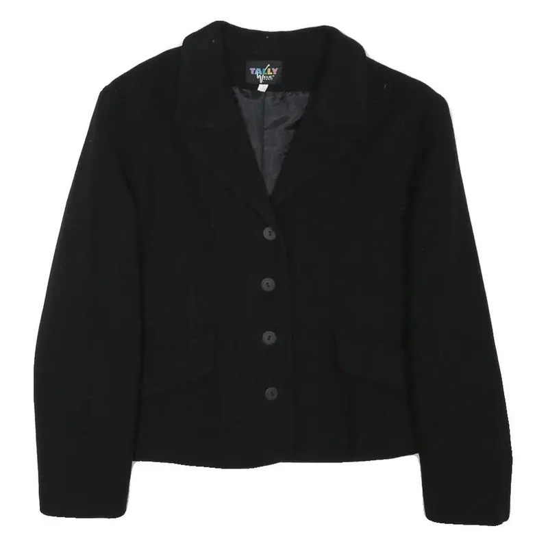 Tally Weijl Womens Black Wool Blend Jacket S Button Classic Tailored Plain 1