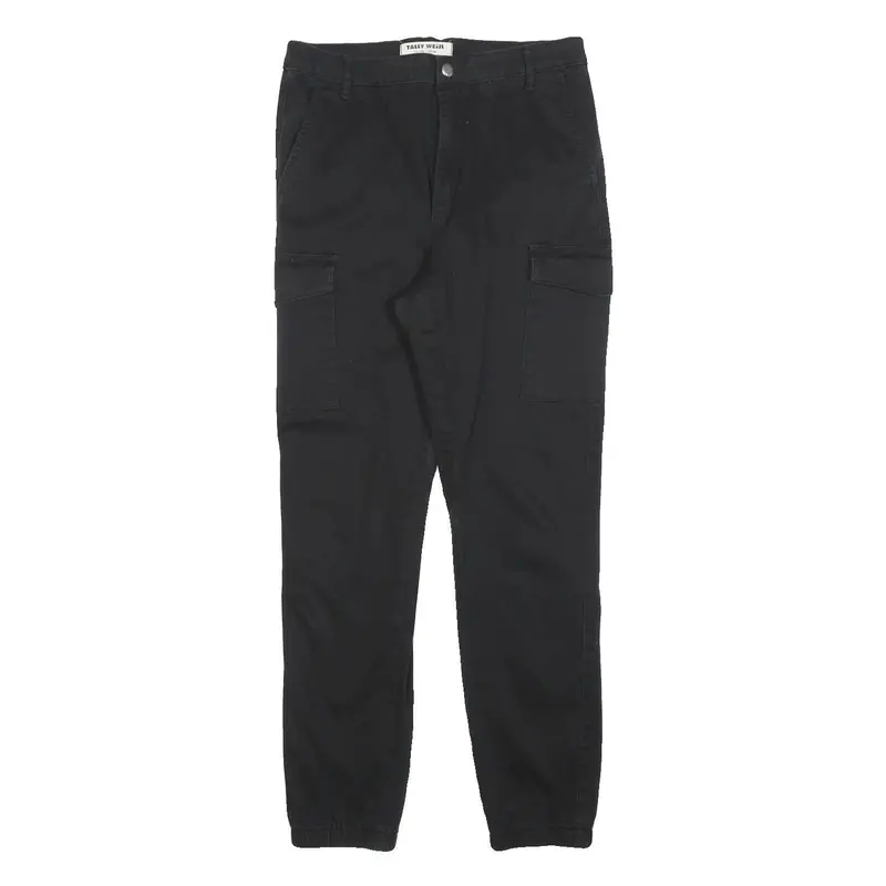Tally Weijl Womens Cotton Blend Black Slim Cargo Trousers W30 L28 Stylish Casual 1
