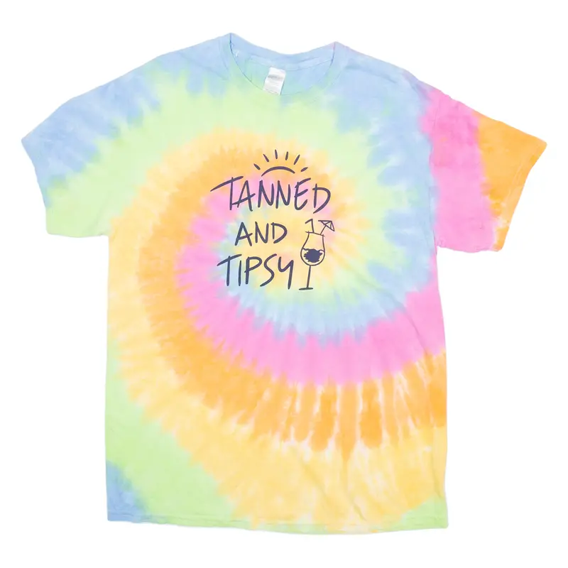 Tanned And Tipsy Mens Tie Dye T-Shirt Orange L 1