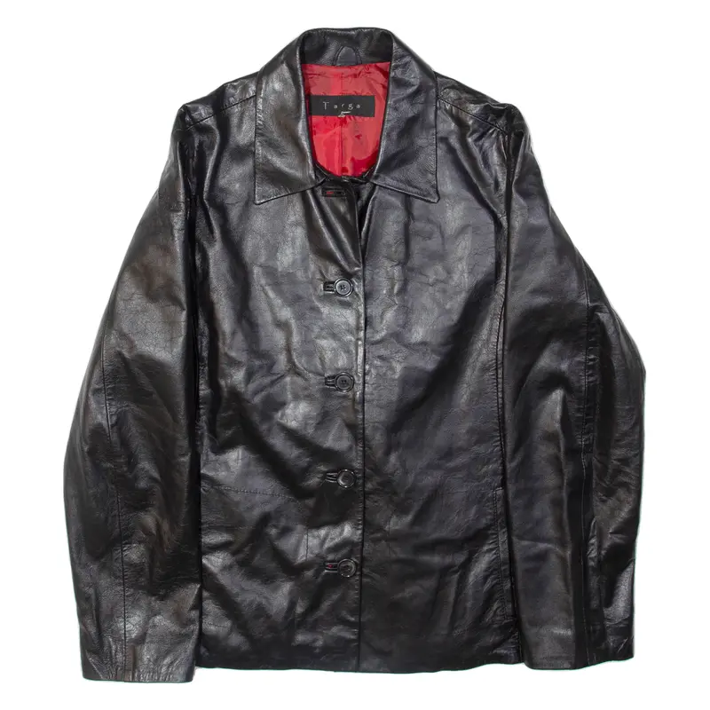 Targa Womens Blazer Jacket Black Leather M 1