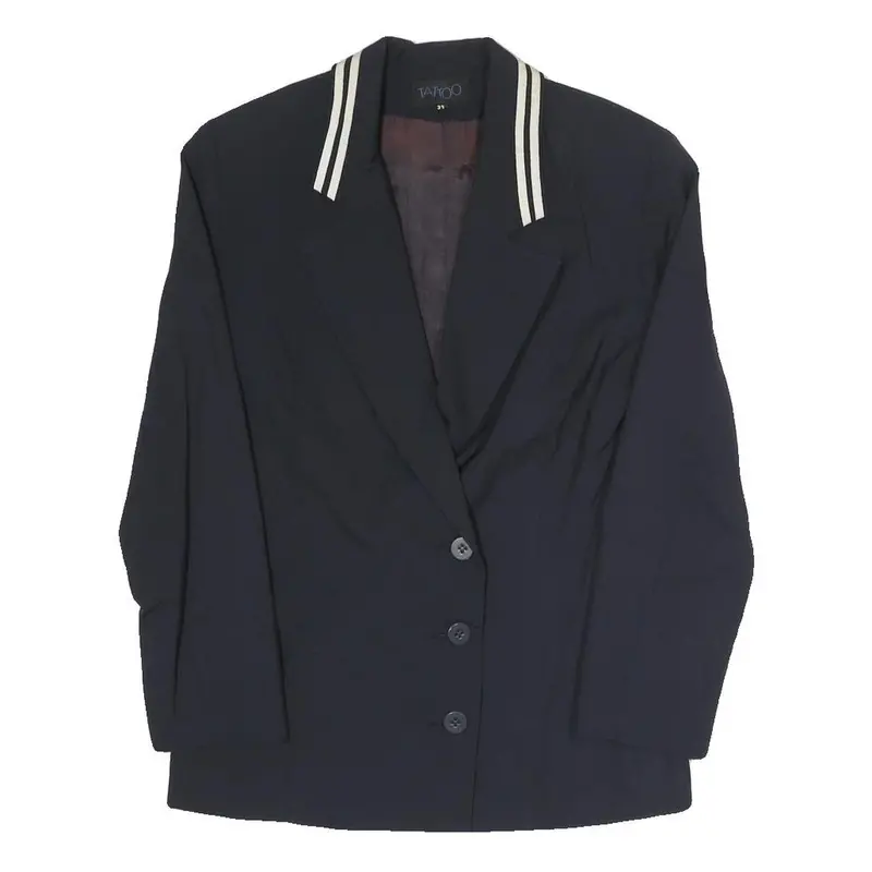 Tattoo Womens Black Button Jacket S Polyester Blend Plain Stylish Workwear 1