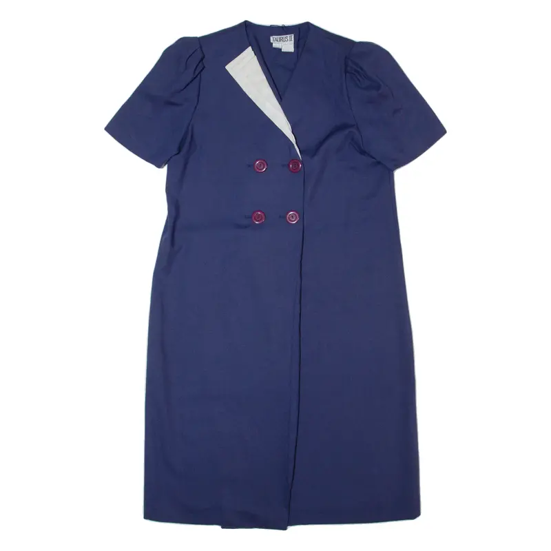 Taurus Ii Womens Jacket Dress Blue 80S Short Sleeve Midi Xl 1