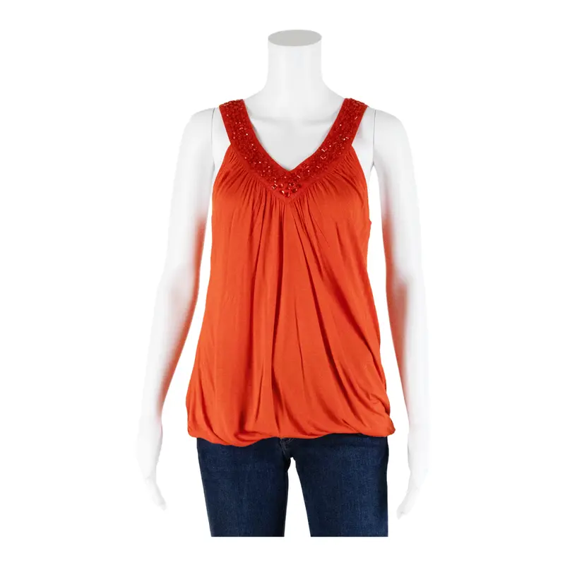 Ted Baker Beaded Womens Vest Red V-Neck Sleeveless M 1
