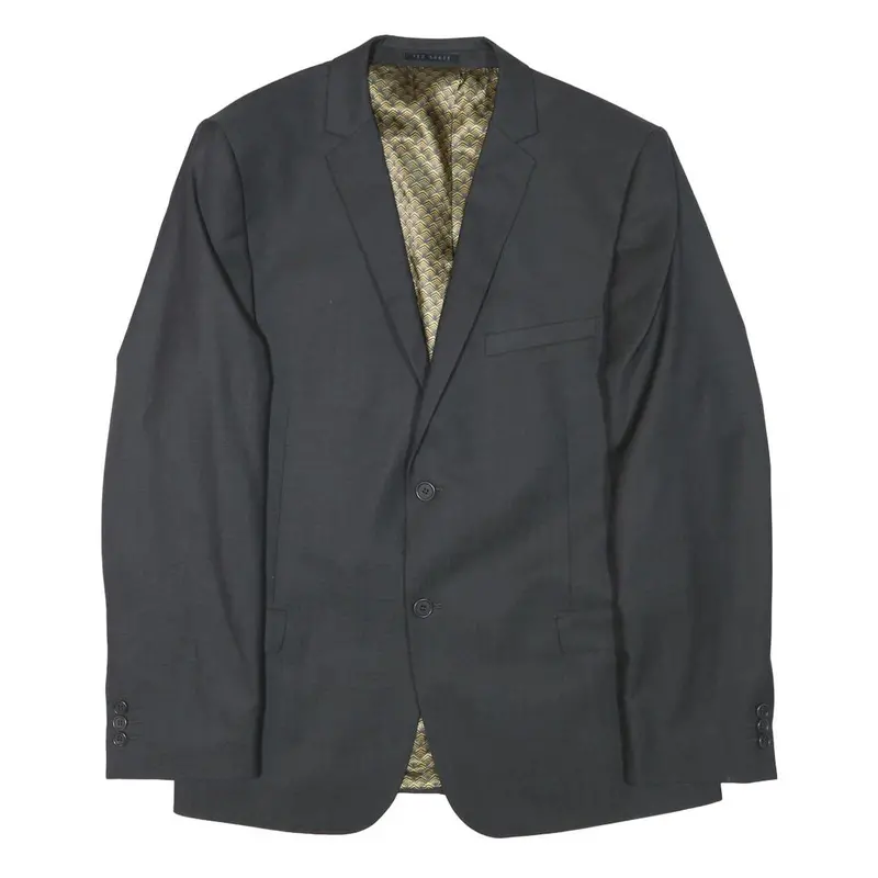 Ted Baker Mens Black Wool Blend Tailored Jacket S Woven Button Closure Slim Fit 1