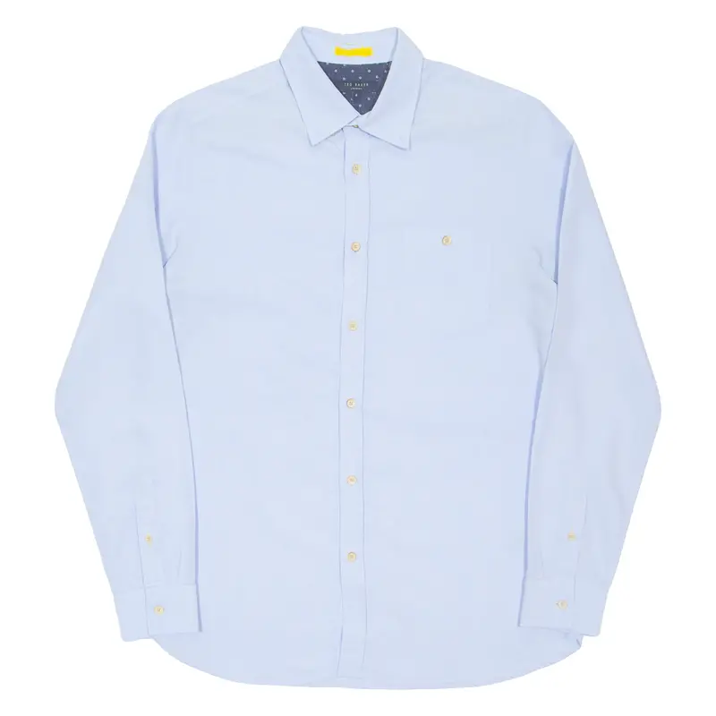 Ted Baker Mens Plain Shirt Blue Long Sleeve L 1