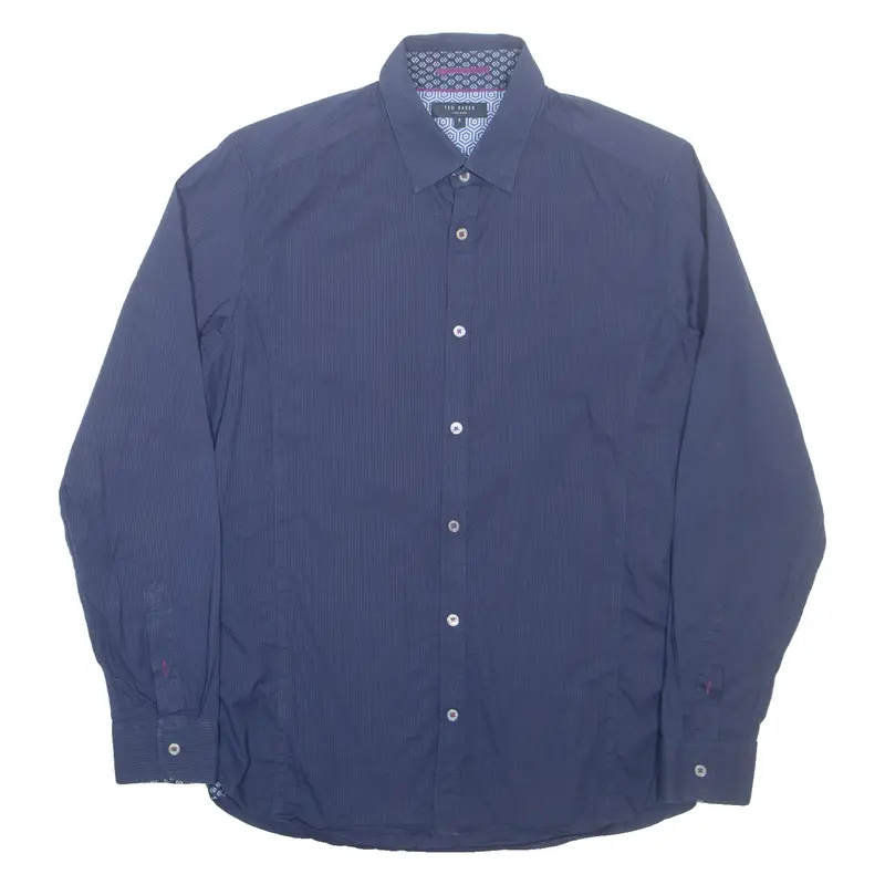 Ted Baker Mens Plain Shirt Blue Long Sleeve M 1