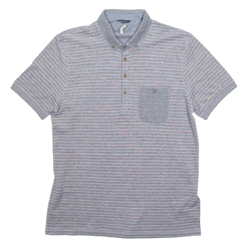 Ted Baker Mens Polo Shirt Grey Striped M 1