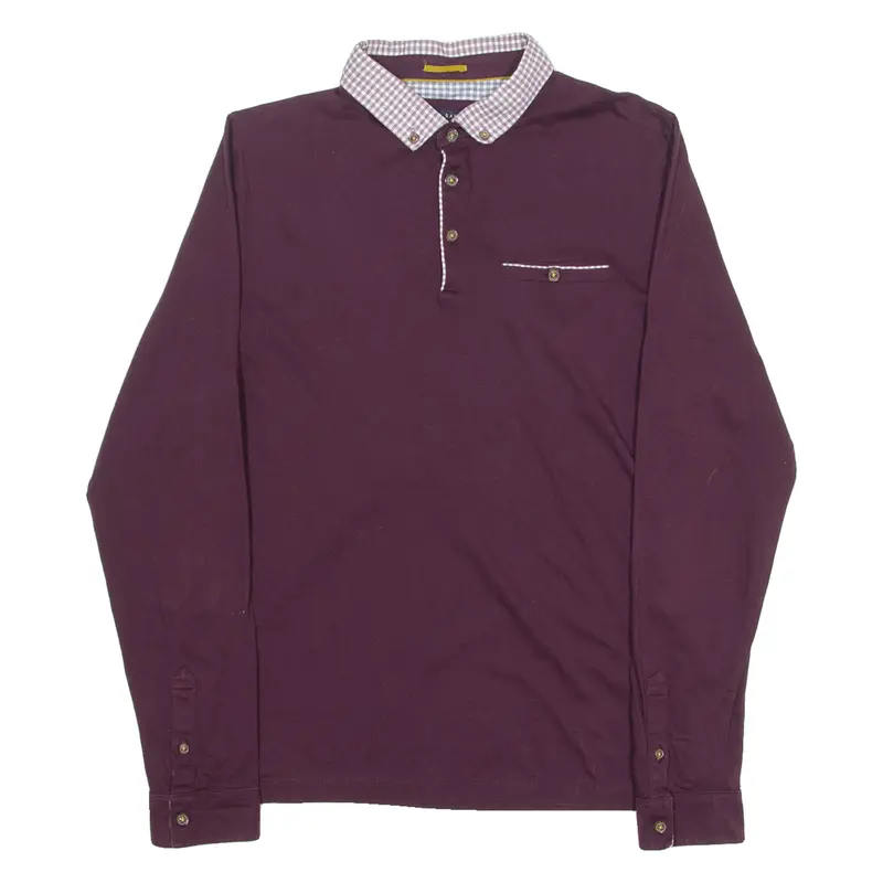 Ted Baker Mens Polo Shirt Maroon Long Sleeve S 1