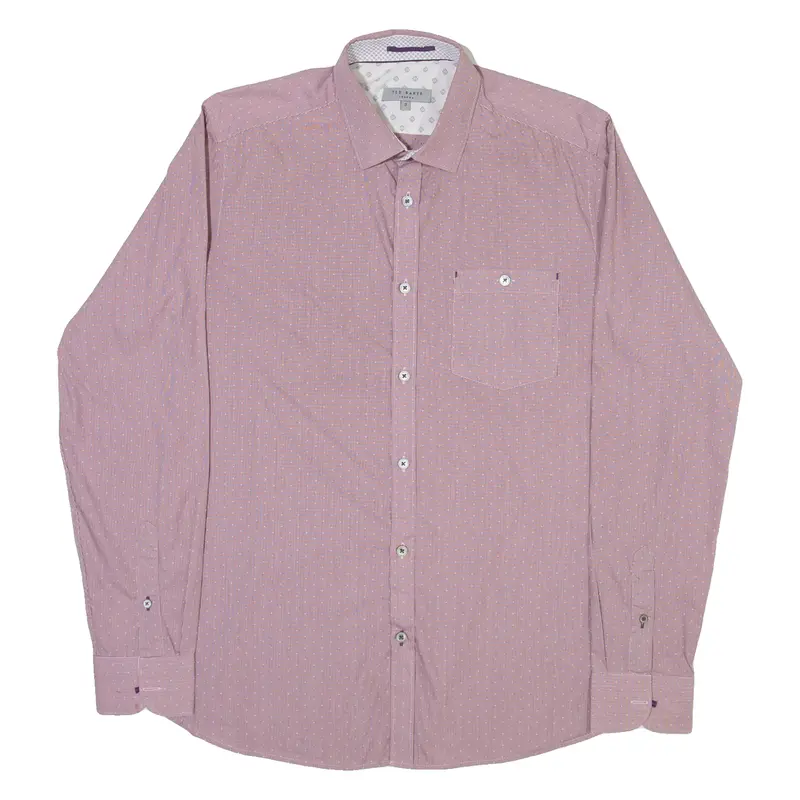 Ted Baker Mens Shirt Red Spotted Long Sleeve M 1