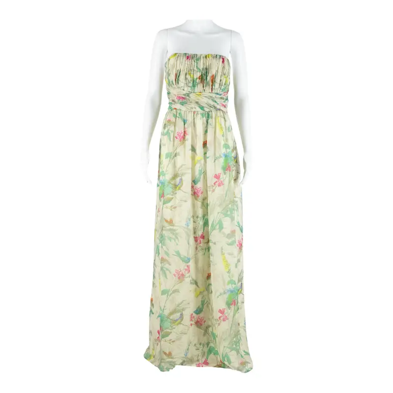 Ted Baker Womens Day Dress Beige Floral Sleeveless Midi M 1