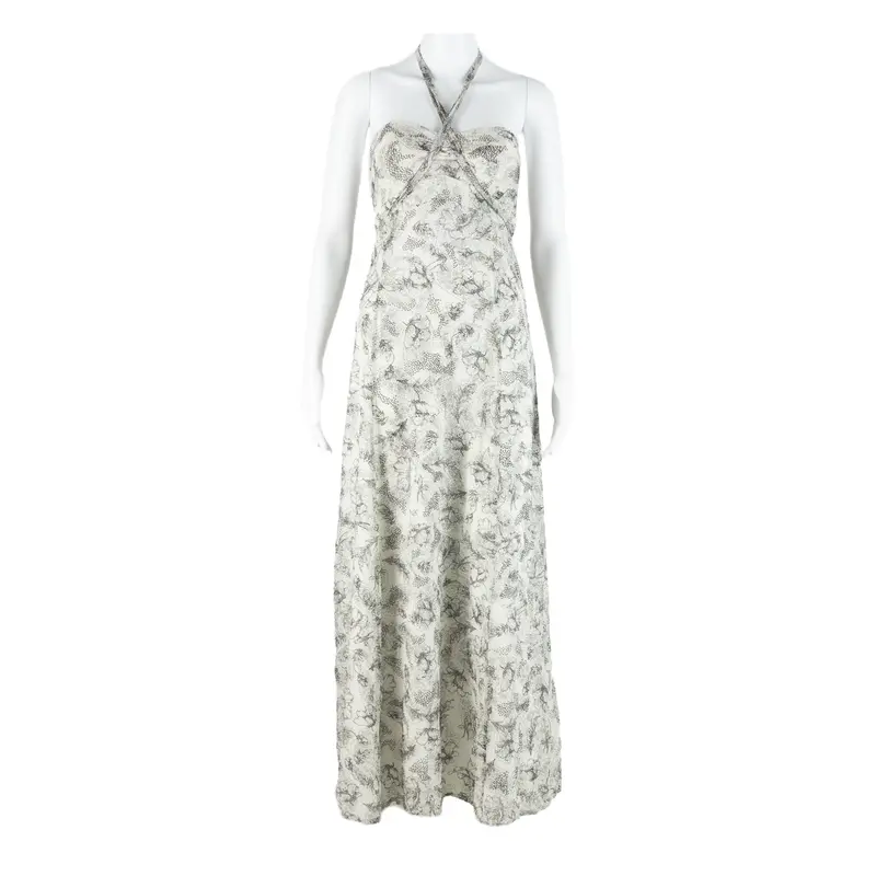 Ted Baker Womens Day Dress White Floral Sleeveless Midi M 1