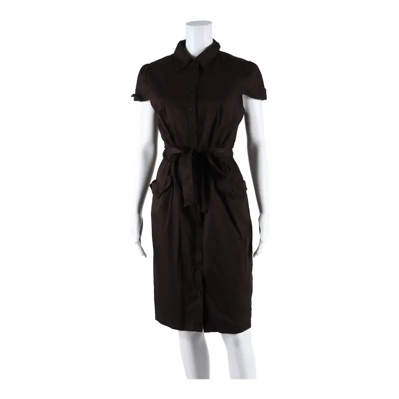 Ted Baker Womens Shirt Dress Brown Short Sleeve Midi M 1