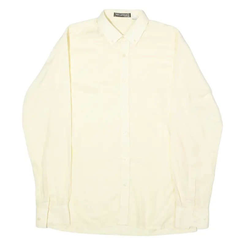 Ted Lapidus Mens Plain Shirt Yellow 90S Long Sleeve L 1