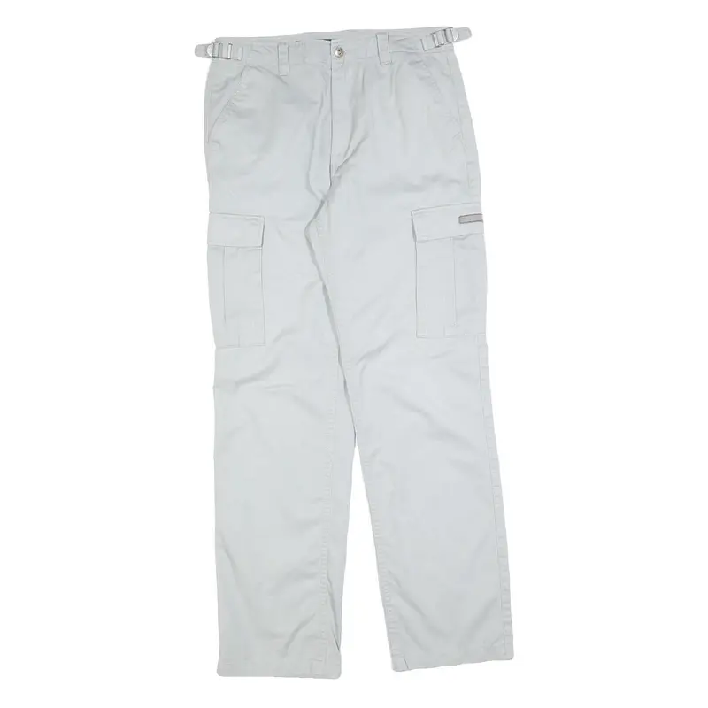 Teddys Mens Cotton Blend Grey Regular Cargo Trousers W30 L32 Casual Zip Closure 1