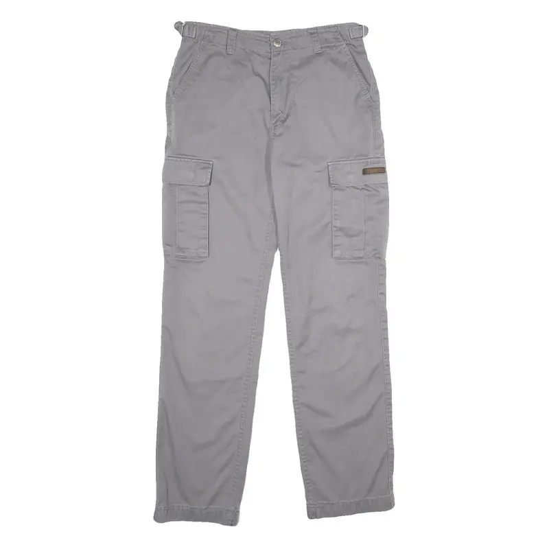 Teddys Mens Cotton Blend Grey Regular Cargo Trousers W30 L32 Utility Pockets Zip 1
