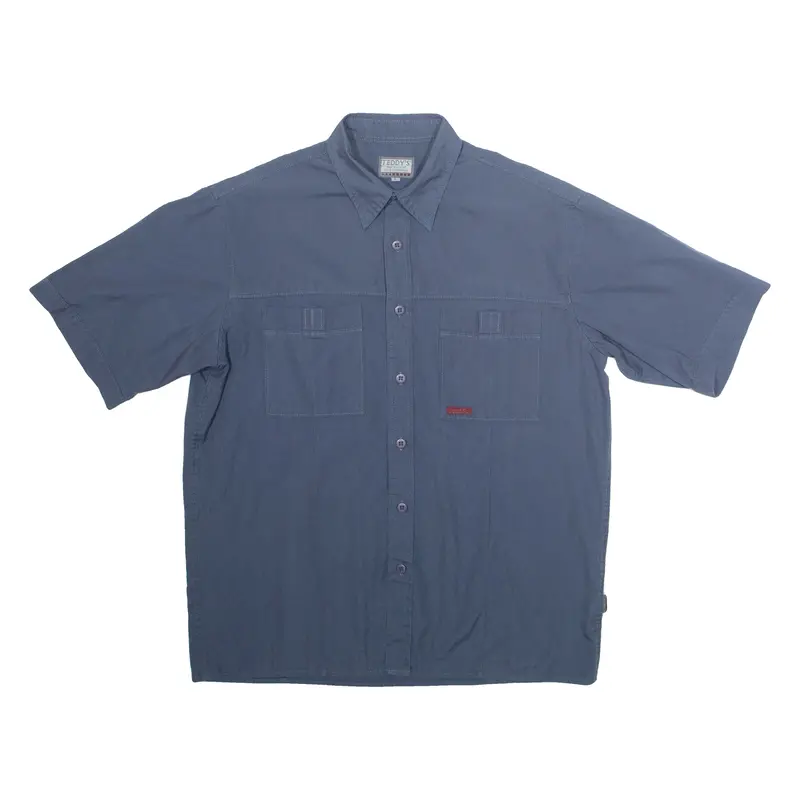 Teddys Mens Plain Shirt Blue L 1