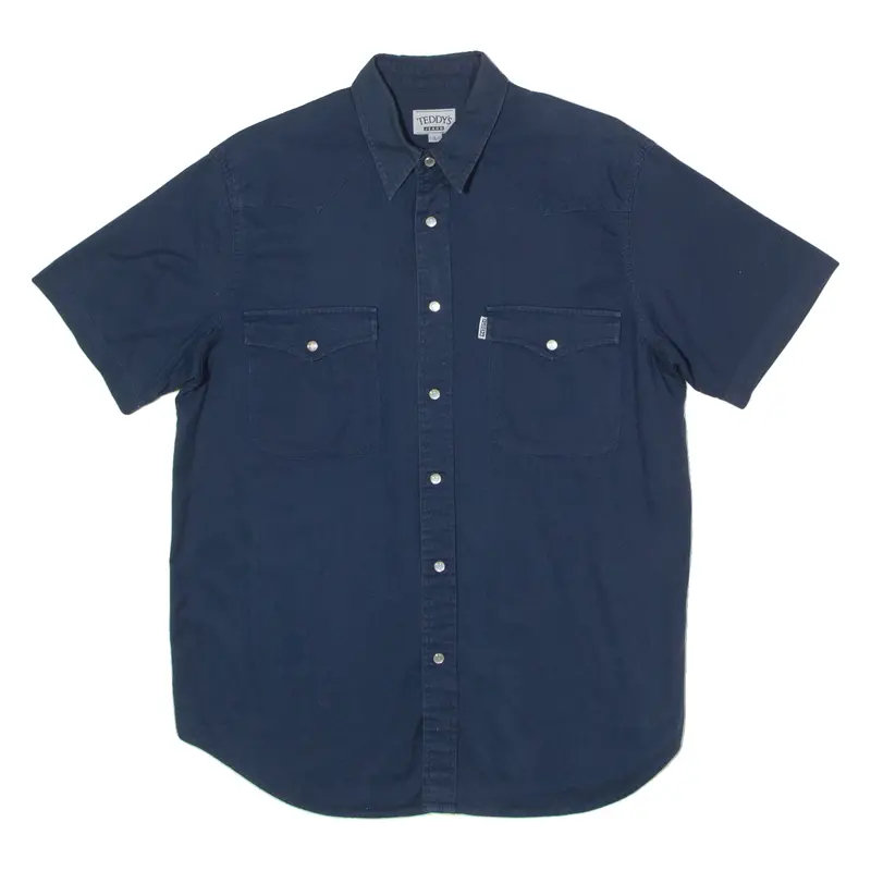 Teddy's Western Mens Plain Shirt Blue 90S L 1
