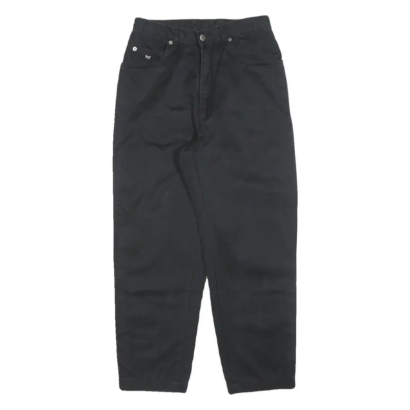 Teddy's Womens Cotton Blend Black Relaxed Tapered Trousers W26 L25 1