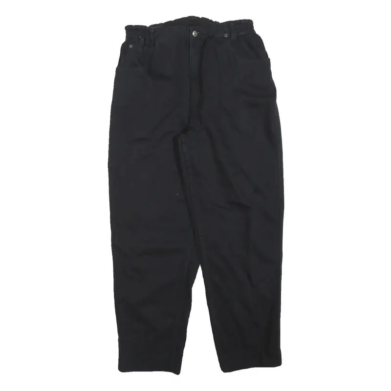 Teddy's Womens Cotton Blend Black Relaxed Tapered Trousers W30 L28 Casual Wear 1