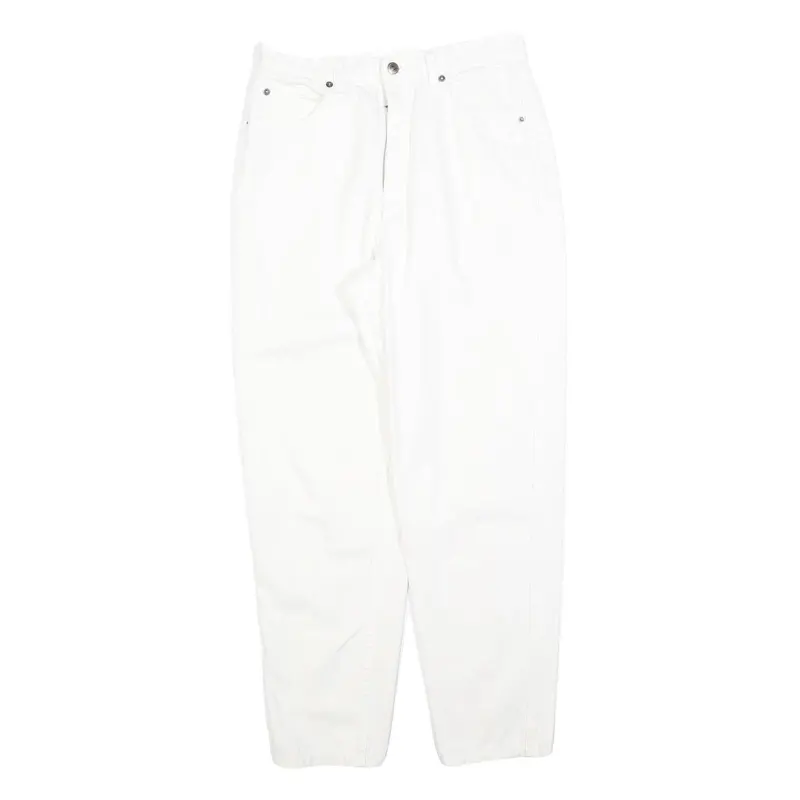 Teddys Womens Cotton Blend White Regular Fit Straight Leg Trousers W28 L28 1