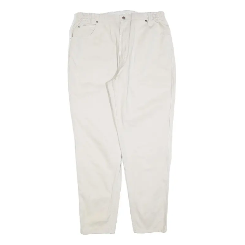 Teddy's Womens Cotton Blend White Relaxed Straight Trousers W36 L32 Casual 1