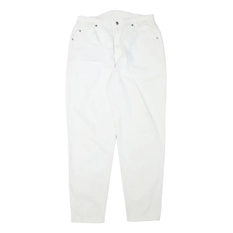 Teddys Womens Cotton Blend White Relaxed Tapered Trousers W30 L29 Casual Comfort 1
