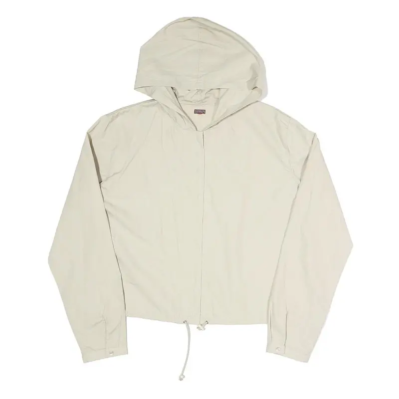 Teddys Womens Cream Hooded Zip Jacket L Polyester Plain Lightweight Casual 1